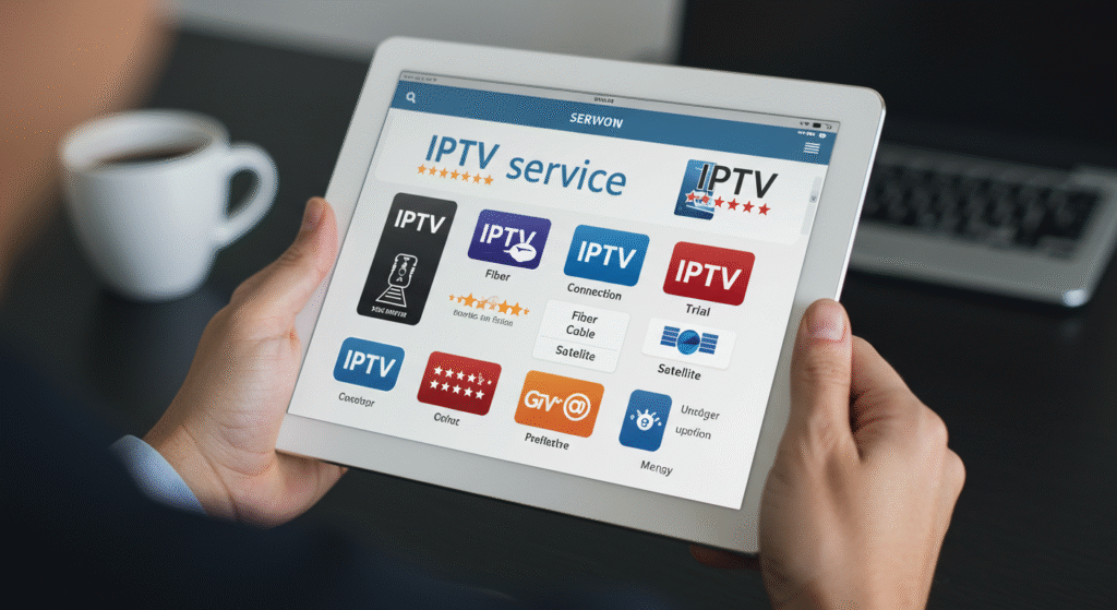 Tablet screen showing best IPTV service comparison in Canada

